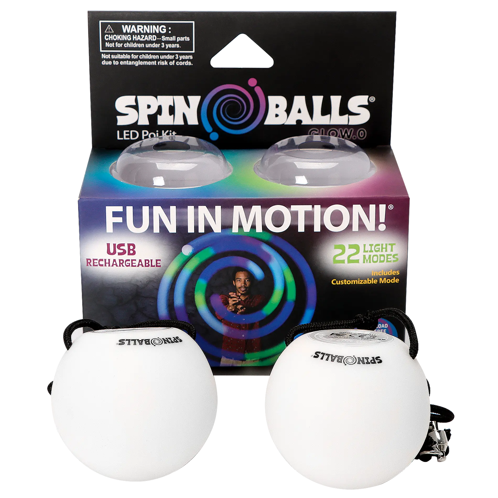 Spinballs Glow. 0 LED Rechargeable Poi Set B8