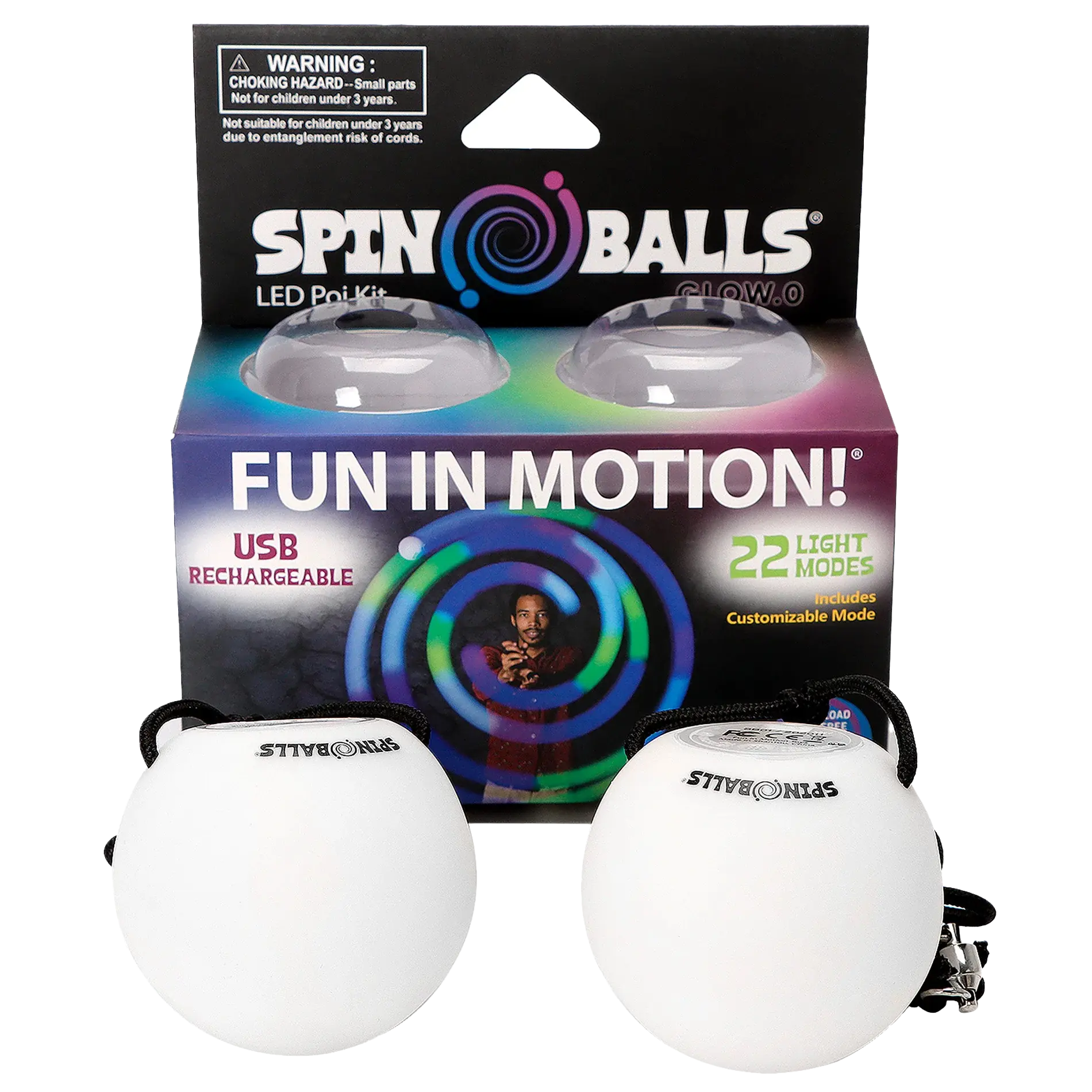 Spinballs Glow. 0 LED Rechargeable Poi Set B8
